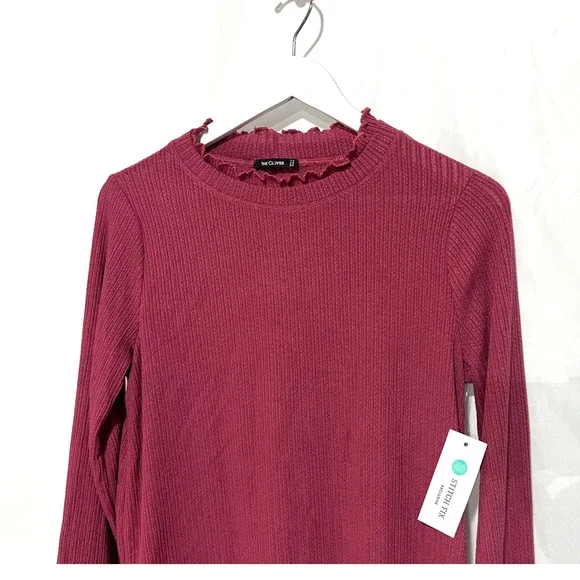 Pink Clover Top Womens Large Long Sleeve Mock Neck Ribbed Stitch Fix Mauve NEW - Picture 4 of 11